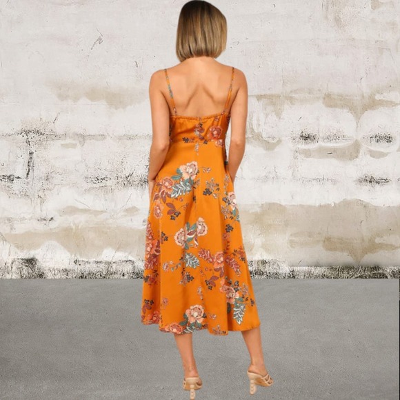 Petal & Pup Orange Floral Maxi Dress - Picture 2 of 7